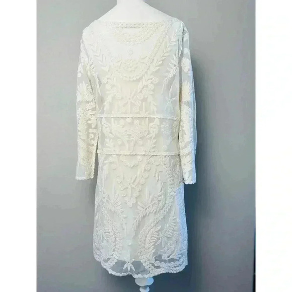 EXPRESS Lace Shift Dress with Slip Cream Color Size M - Picture 6 of 10
